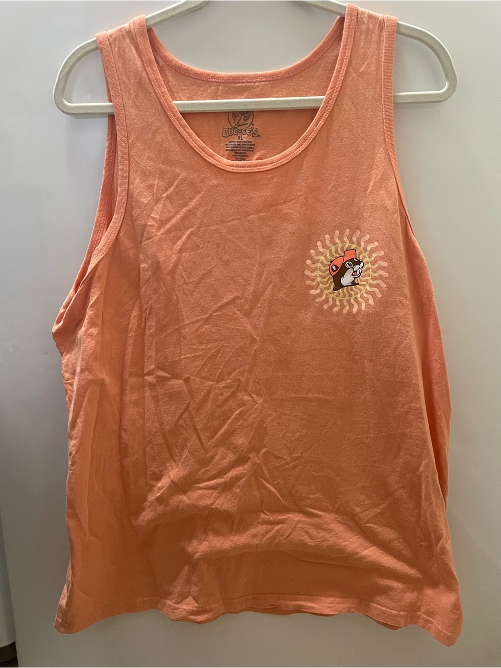 Buc-ees Buccee Beaver Sun Graphic Orange Sleeveless Tank Top XL Beach Travel